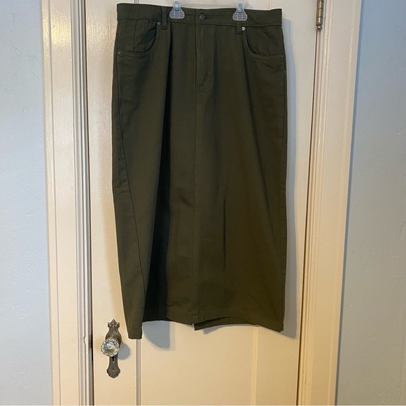 Jessica London Denim Maxi Skirt 4 Pocket Size 12W Ladies Dark Green - Picture 2 of 7